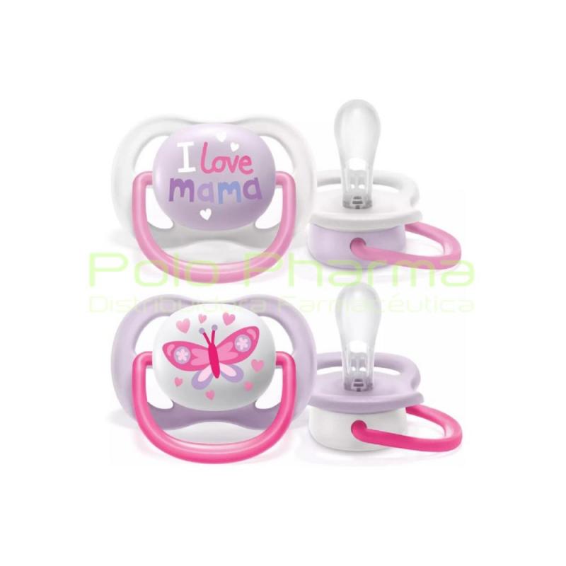 AVENT 2 CHUPETES ULTRA AIR HAPPY 0-6 MESES NIÑA