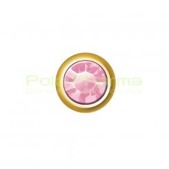 PENDIENTE DORADO MINI SWAROVSKI ROSA LUZ CMG110-SII